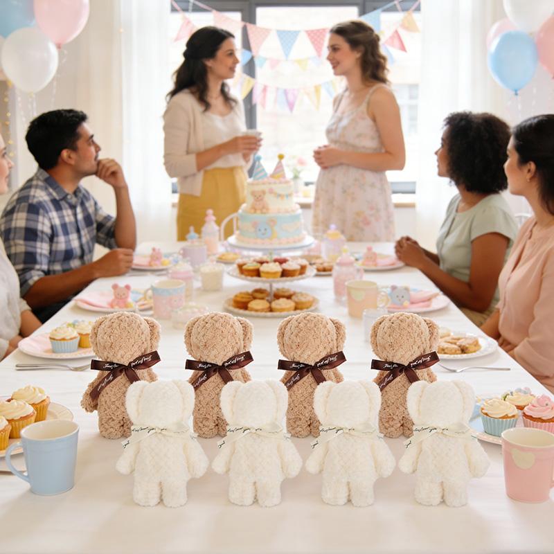 5/10 Stück Teddybär Handtuch Geschenkset für Hochzeit Kinder Geburtstagsparty Mitgebsel Babyparty Gästegeschenk Weihnachten Ostern Wohnkultur