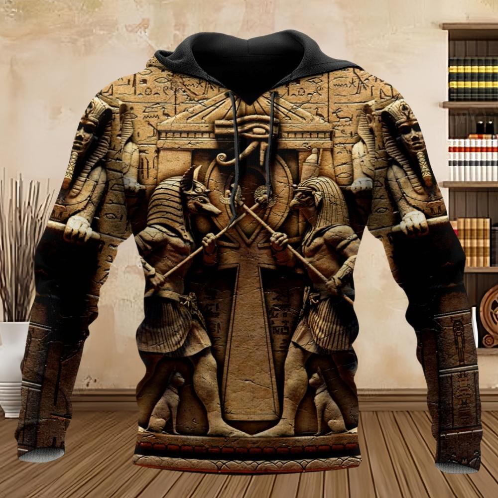 Herren Hoodie Ägypten Anubis Design Hoodies 3D Druck Grafik Tops Herbst Langarm Pullover Streetwear Kapuzenpullover Herren Kleidung