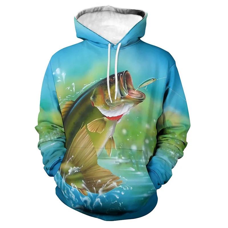 Fishing Fish 3D Print Men Hoodies Streetwear Fashion Sweatshirt Autumn And Spring Clothes