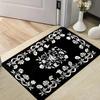 Felpudo Floral Negro Dorado Antideslizante Alfombra de Entrada Alfombrilla de Suelo Barroca Vintage para Entrada del Hogar Uso Interior Exterior Fácil de Limpiar