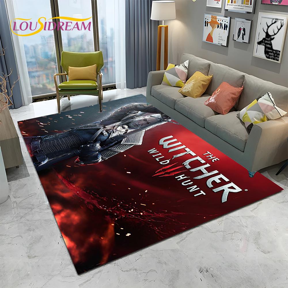 3D W-Witcher Games Gamer TV Cartoon Carpet Rug for Home Living Room Bedroom Sofa Doormat Decor,kids Area Rug Non-slip Floor Mat