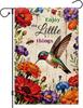 Hummingbird Garden Ag 12x18 Double Sided, Enjoy The Little Things Oral Ower Yard Ags for Outdoor, Spring Owers Bir IIC