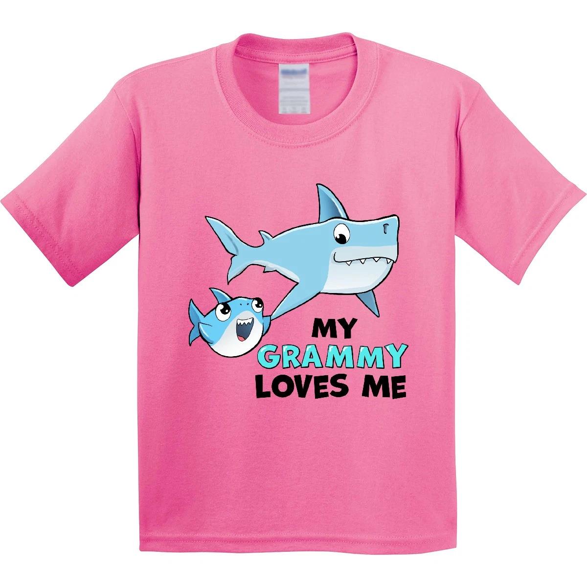 Inktastic My Grammy Loves Me With Cute Sharks Youth T-Shirt Family Grandma Fish 100