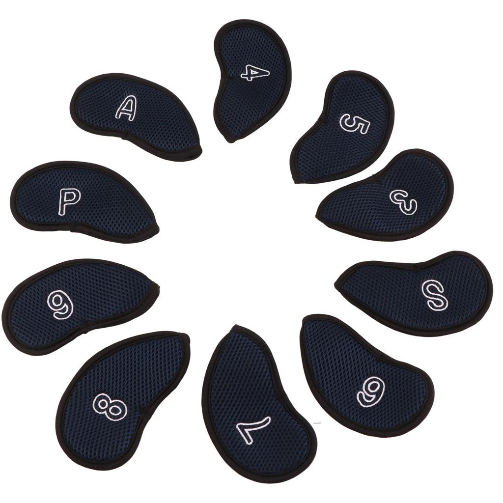 10pcs Golf Iron Covers Set with Numbers Waterproof Golf Head Cover Protective Headcover for Court Exercise Dark Blue