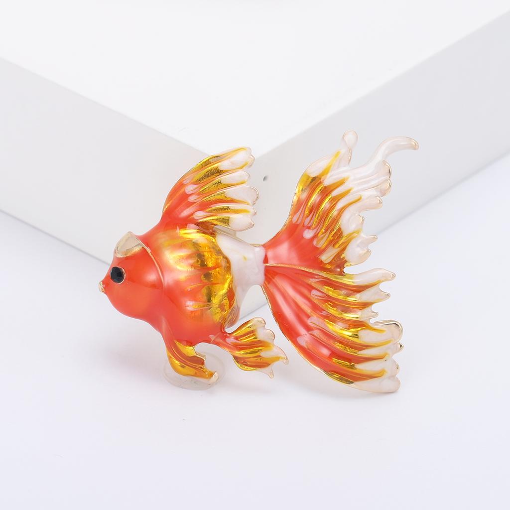 Rhinestone Goldfish Brooches for Women Enamel Sea Animal Pins Event Party Funny Luxury Backpack Decoration Clothes Accessories