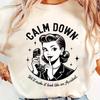 Women's Men Hipster T-shirt Vintage Fashion Horror CALM DOWN We'll Make It Look Like An Accident Tee Harajuku Cotton Streetwear