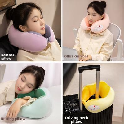 Cartoon U-Shaped Neck Pillow Custom Logo Cervical Support for Office & Airplane Travel