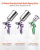 3-Piece Air Spray Gun Kit, Professional Auto Paint Spray Gun Set with 3 Nozzles (1/1.4/1.8mm), 3 Cups & Air Regulator, Gravity Feed Automotive Paint
