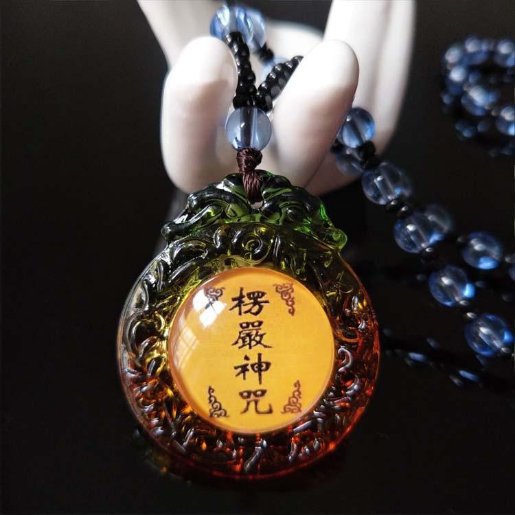 New glazed Shurangama mantra pendant pendant, scripture protection, men's and women's necklaces