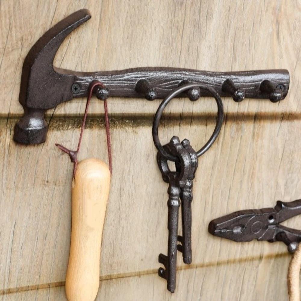 Rustic Wall-Mounted Decor Shelf DIY Plier Shape Key Holder Dual-Purpose Hooks Craftsmen