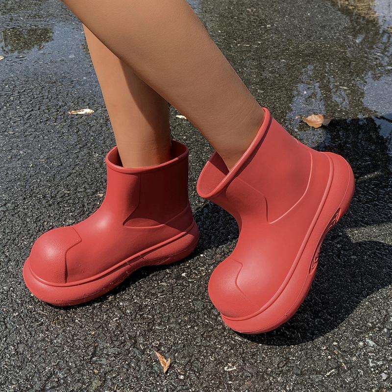 Waterproof Eva Thick Bottom Ankle Boots Women 2025 Winter Chunky Platform Non Slip Rain Boots Cute Round Toe Girl's Water Shoes