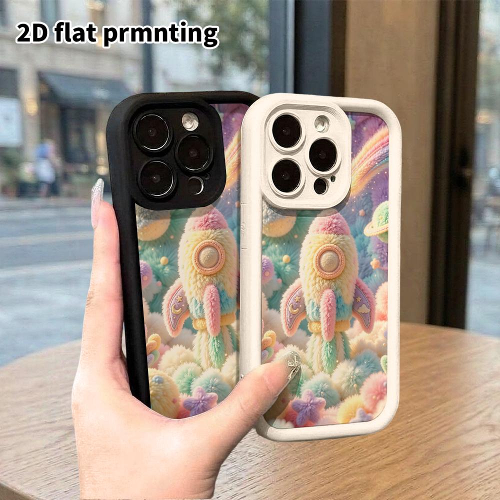 Phone Case: 2D Flat, Suitable for iPhone 18 17 16 15 14 13 12Pro Protective Case, Dreamy Rocket Space Theme, Perfect Christmas and Halloween Holiday G