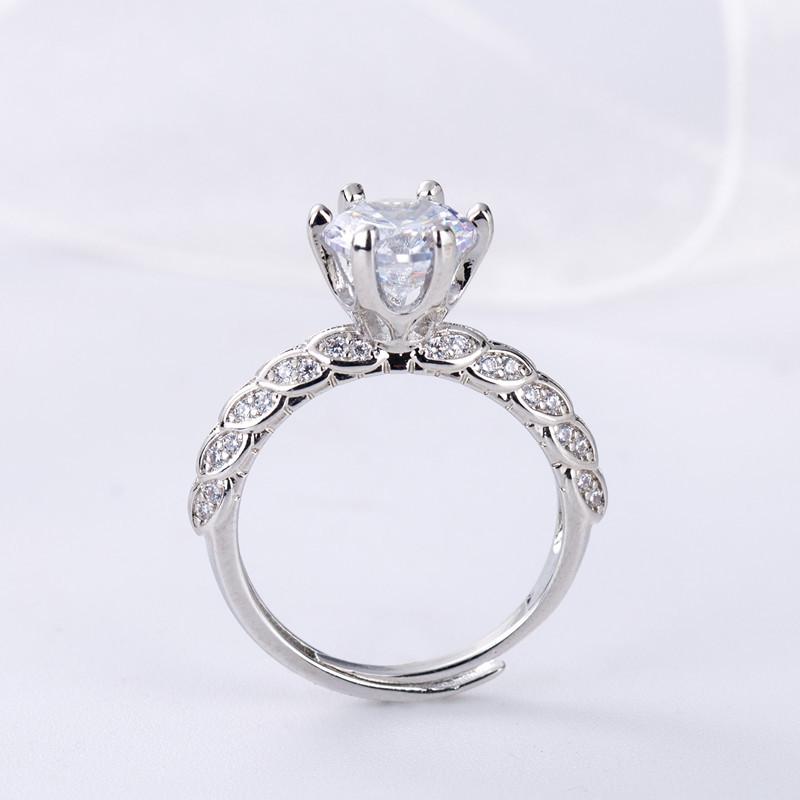 Lindon Classic Copper Alloy Zircon Ring Ladies Jewelry Wedding Promise Party Gift