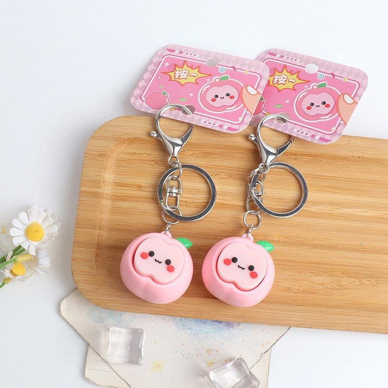 1 Stuks Schattige Perzik Fidget Sleutelhanger Cartoon Fruit Hanger Zacht Stressverlichtend Speelgoed voor Vriend Cadeau Sleutel Tas Decoratie Accessoire