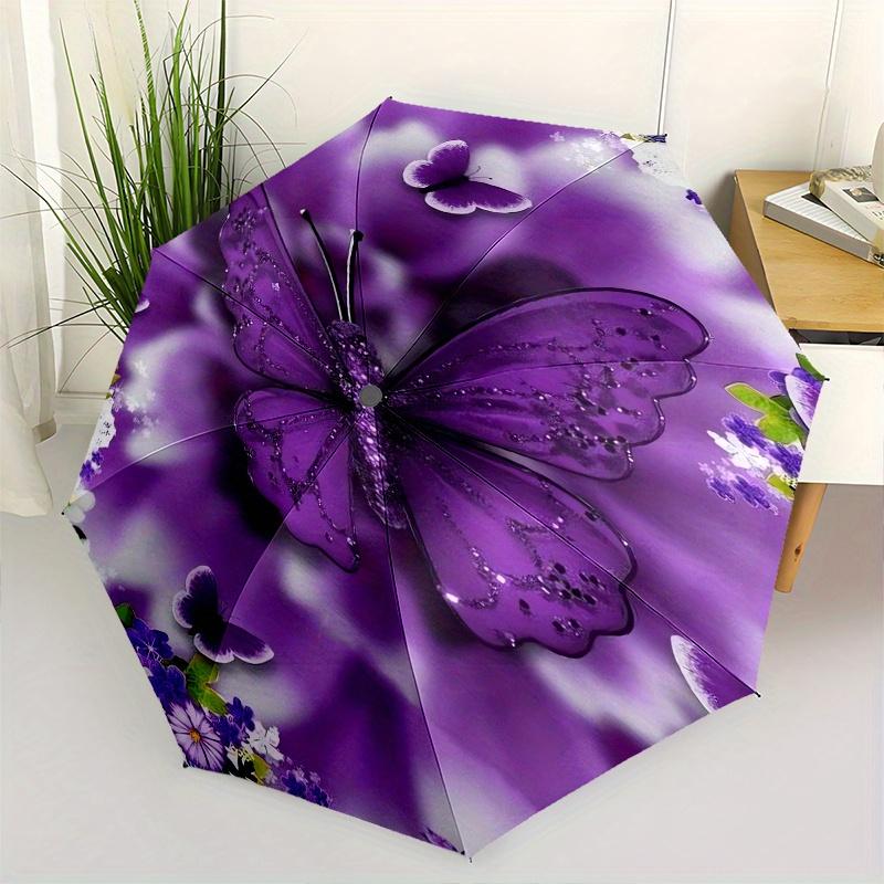 

Butterfly, Floral Theme 8 Bone Hand Automatic Folding Umbrella, Compact and Portable Design, A Perfect Gift for Birthday, Christmas or Busin