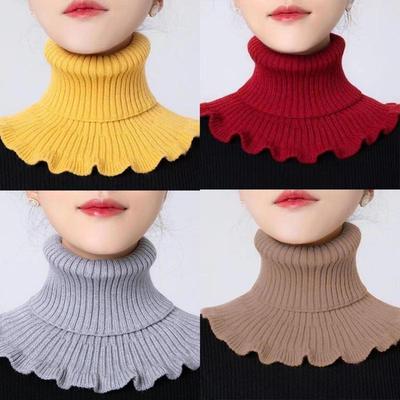 Unisex Fake Turtleneck Collar Warm Autumn Winter Neck Scarf Soft Fake Collar Fashion Knitted Scarves Solid Color
