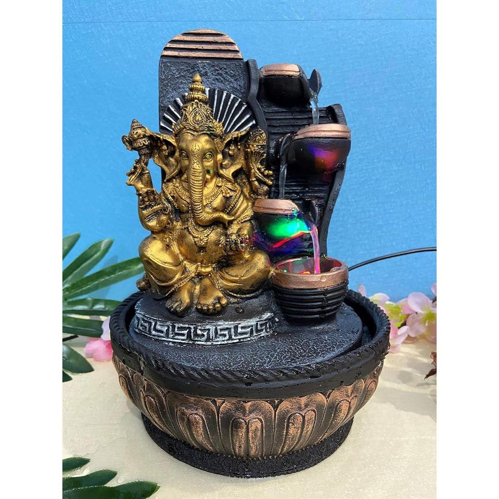 Polyresin Table Top Indoor Outdoor Water Fall Fountain with LED Lights Home Decor Decoration Gift Gifting Items