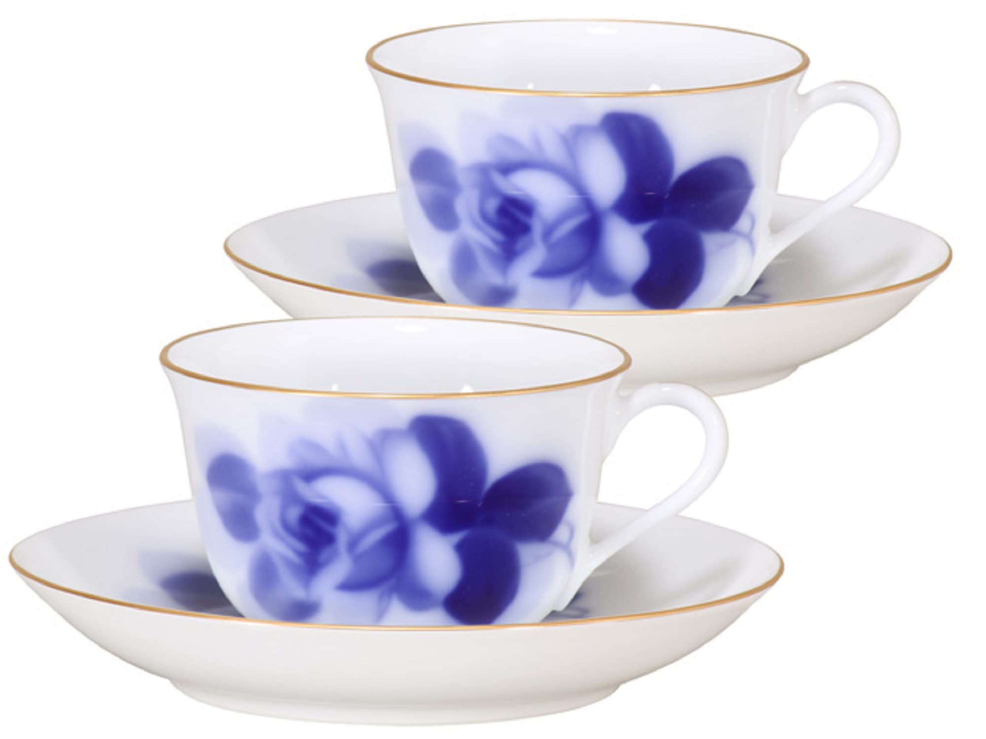 

Okura Art Pottery Blue Rose Cup & Saucer Pair Set, Coffee/Tea, Approx. 190cc, Made in Japan, 78CR/8211
