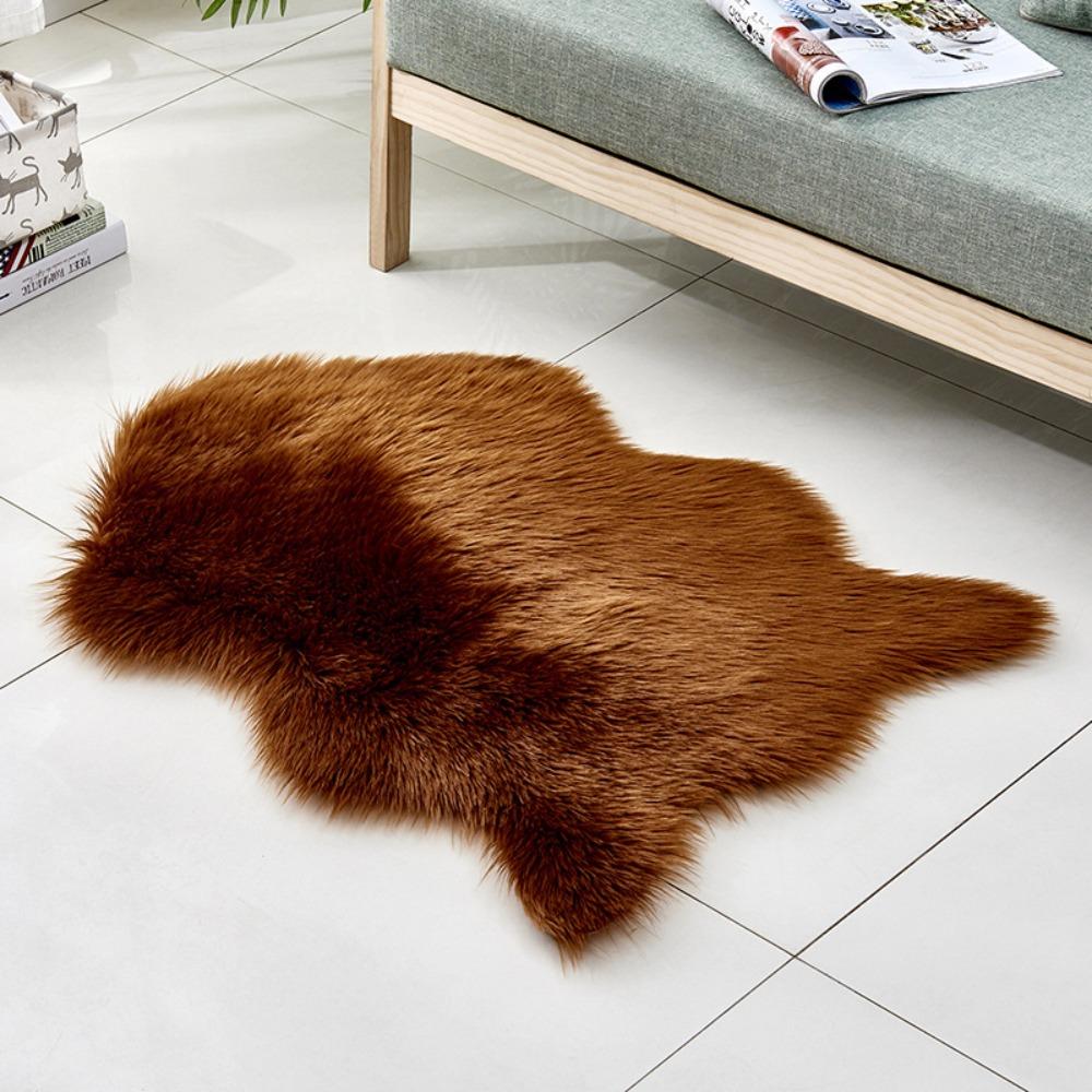 Soft Imitation Wool Bedside Rug Fluffy Shaggy Floor Protection Long Plush Rug Washable Home Decor Bedroom Carpet Bedroom
