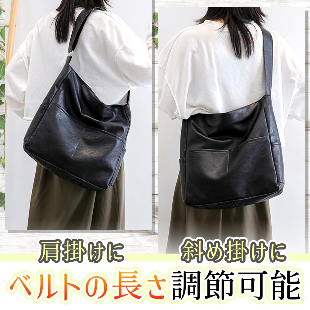 Women's Shoulder Bag for Everyday Use, Multiple Pockets, Water-repellent, Lightweight, All-season (black)