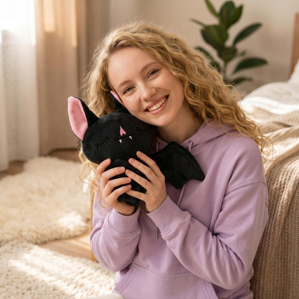Soft Plush Bat Toy with Extended Wings and Embroidered Facial Features Stuffed Animal for Kids and Collectors Suitable for Display or Play