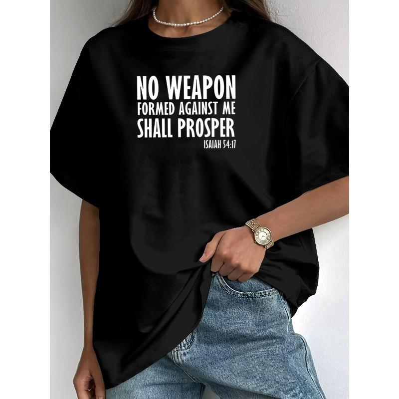 

European Size Women s Isaiah 54:17 Verse T-Shirt - Short Sleeve Faith Top with Scripture Print, Round Neck Casual Tee, Suitable for Church 4XL