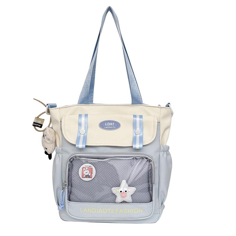 Schoolbag, Hand-held Tutorial Bag, Korean Version of Instagram, Large-capacity, College-style, Color-blocking Middle School Backpack