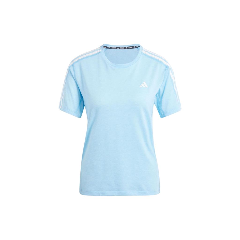 Adidas Own The Run 3-Stripes T-Shirt Quick-Drying Running Sports Short Sleeve Women Tops Light-Blue IK5020