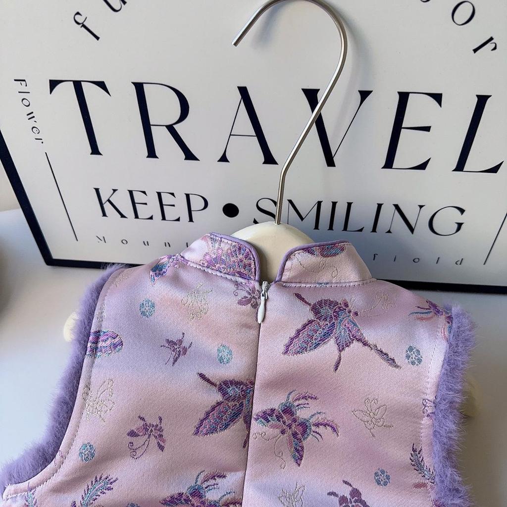 Winter Chinese Style Jacquard Cheongsam Dress for Girls - AWA871