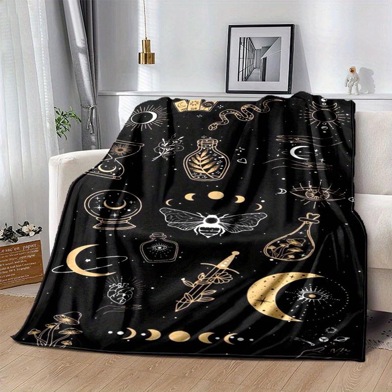 1pc Moon Printing Lightweight Flannel Blanket, Comfortable and Warm Blanket, for Camping Sofa Bed and Couch Office, Suitable for Gift Blanket