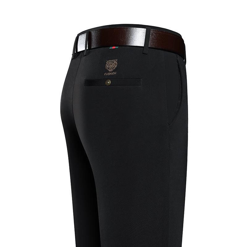 Men's Four-Way Stretch Casual Pants: Autumn/Winter Straight-Fit, High-Elastic Business Trousers