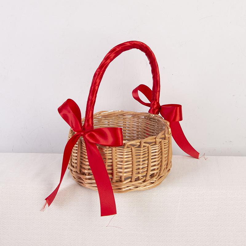 1Pcs Woven Flower Basket Rattan Storage Basket Handmade Organizer Multi Purpose Storage Rack for Craft Room Supplies A2