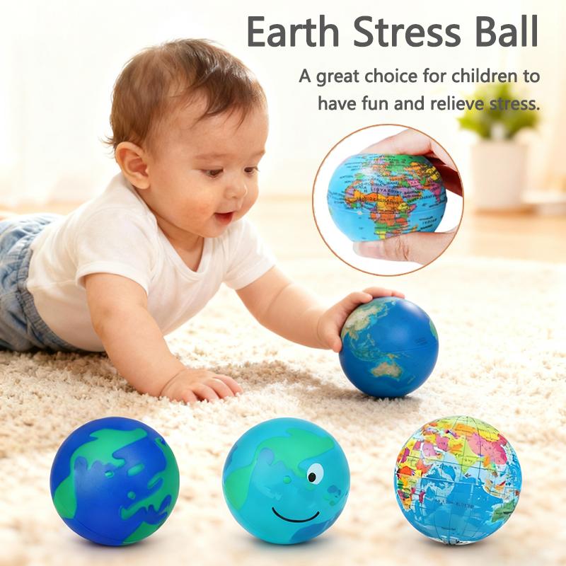 Toys Educational Mini World Earth Stress Balls Toy Foam Planet PU Globe Squeezable Balls Finger Exercise Stress Relief Children