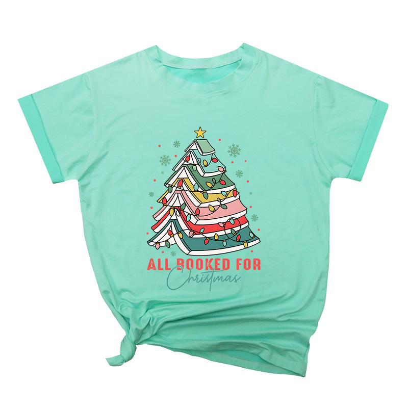 Weihnachtsschleife Kreativ Bedruckt Trendig Baumwoll-Top Lässige Sportbekleidung Locker Damen-T-Shirts Damen