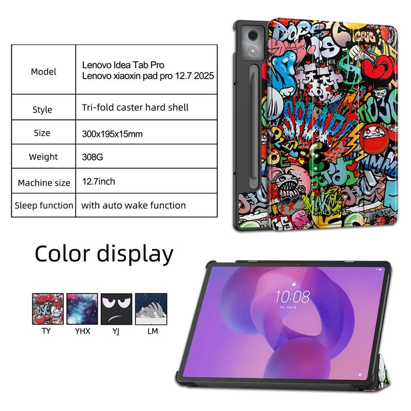For Lenovo Idea Tab Pro Case 12.7" Smart Magnetic Leather Painted Cover For Lenovo Idea Tab Pro 12.7 2025 TB373FU Case Coque