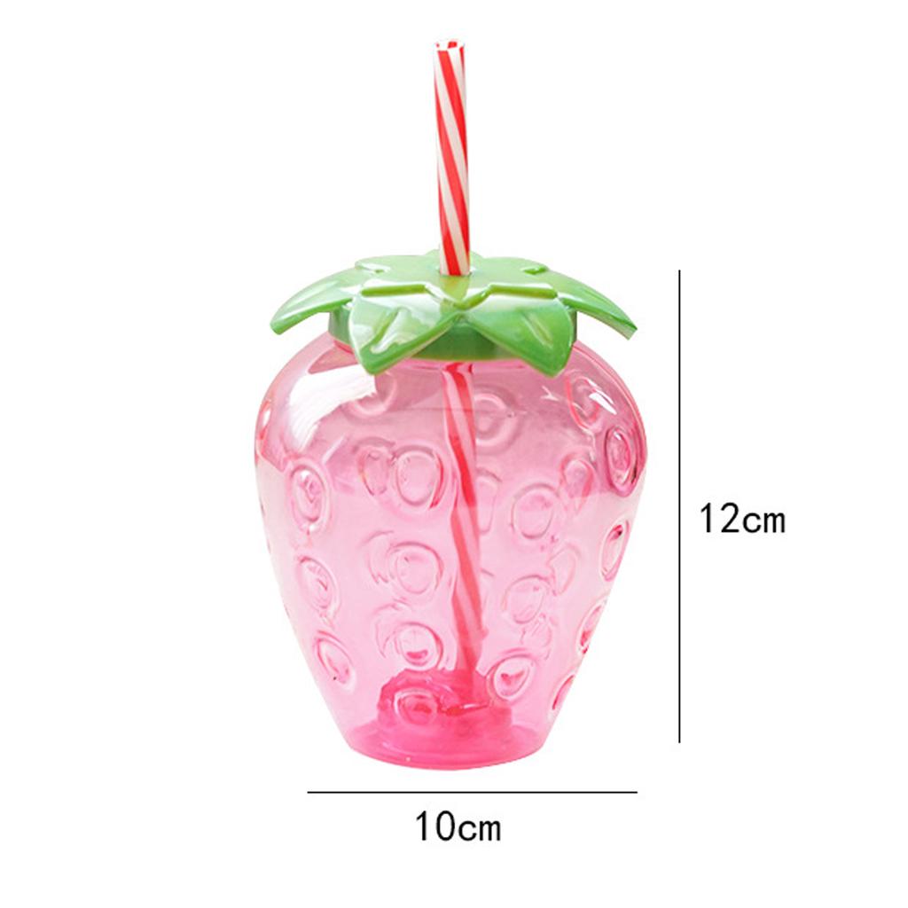 Summer Cute Strawberry Straw Water Bottle Cartoon Food Grade PP Milk Coffee Straw Cup for Home Drinkware