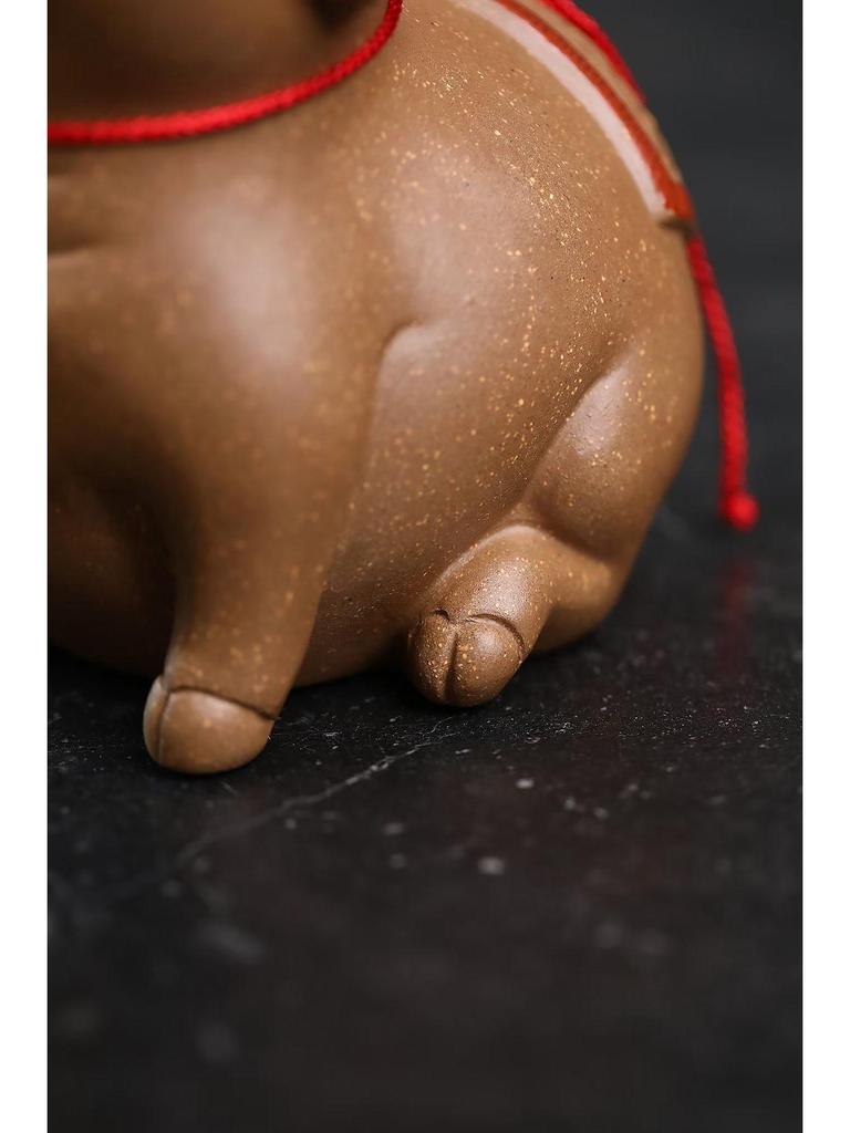 Yixing Zisha Handmade Lucky Pig Tea Pet - Zodiac Wealth Ornament