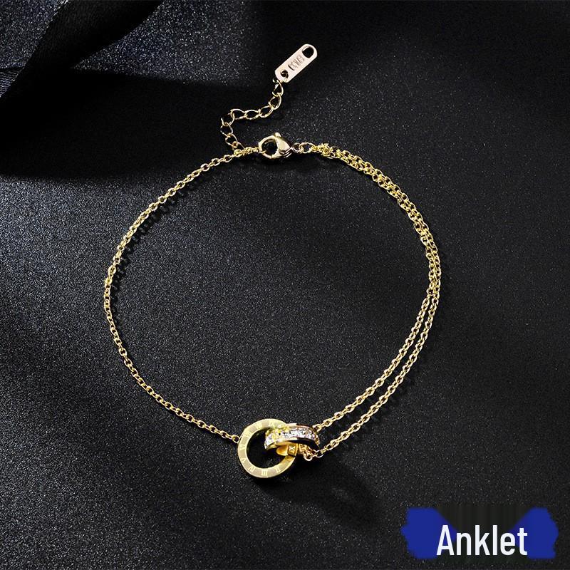 Women's Titanium Steel Diamond Roman Necklace: Non-Fading Geometric Clavicle Chain, European & American Style