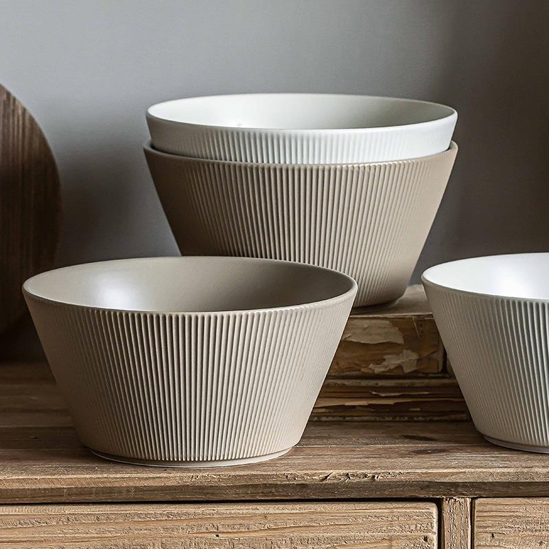 Suwen Serie Vertikales Muster Matt Suppenschale Praktisch Große Nudelschale Mao Xuewang Große Schale Haushalts-Muss-Eingang Gemüseschale