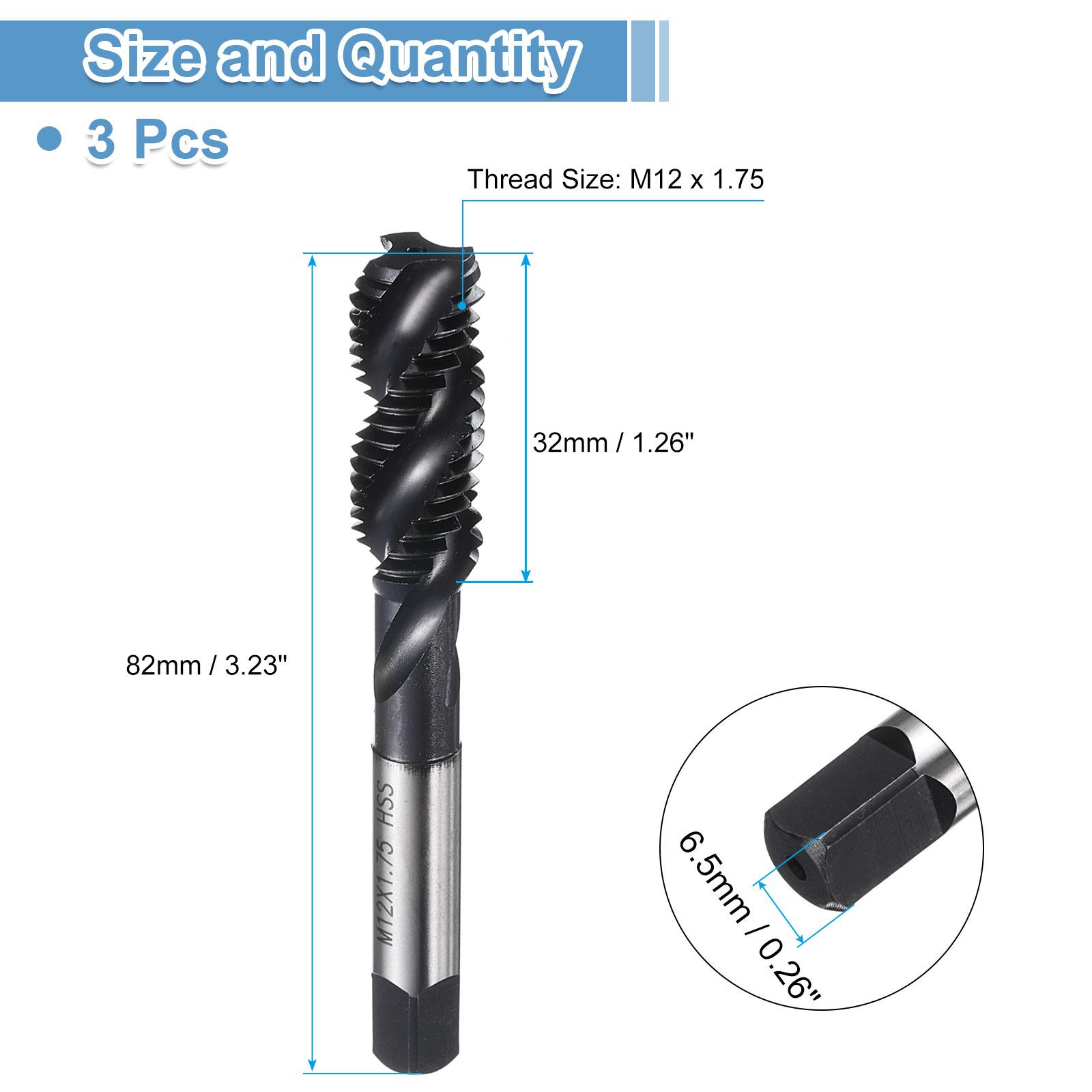 

3-20pcs Spiral Flute Thread Tap M4 M5 M6 M8 M12 Metric Machine Taps HSS Nitrided Coated