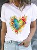 (Asian Size) Lovely Flower Style Casual Short Sleeve T Tee Top Clothing Shirt Women Printed Lady Fashion Female Graphic T-shirts