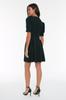 Women's Style Dress Black Double Breasted Neck Skater Mini Woven Dress with Opening Waist