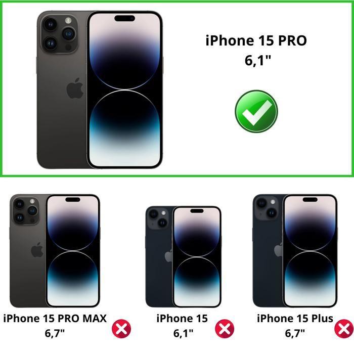 Case and Neck Strap for iPhone 15 PRO - Transparent Soft TPU Adjustable Black Cord Phonillico®