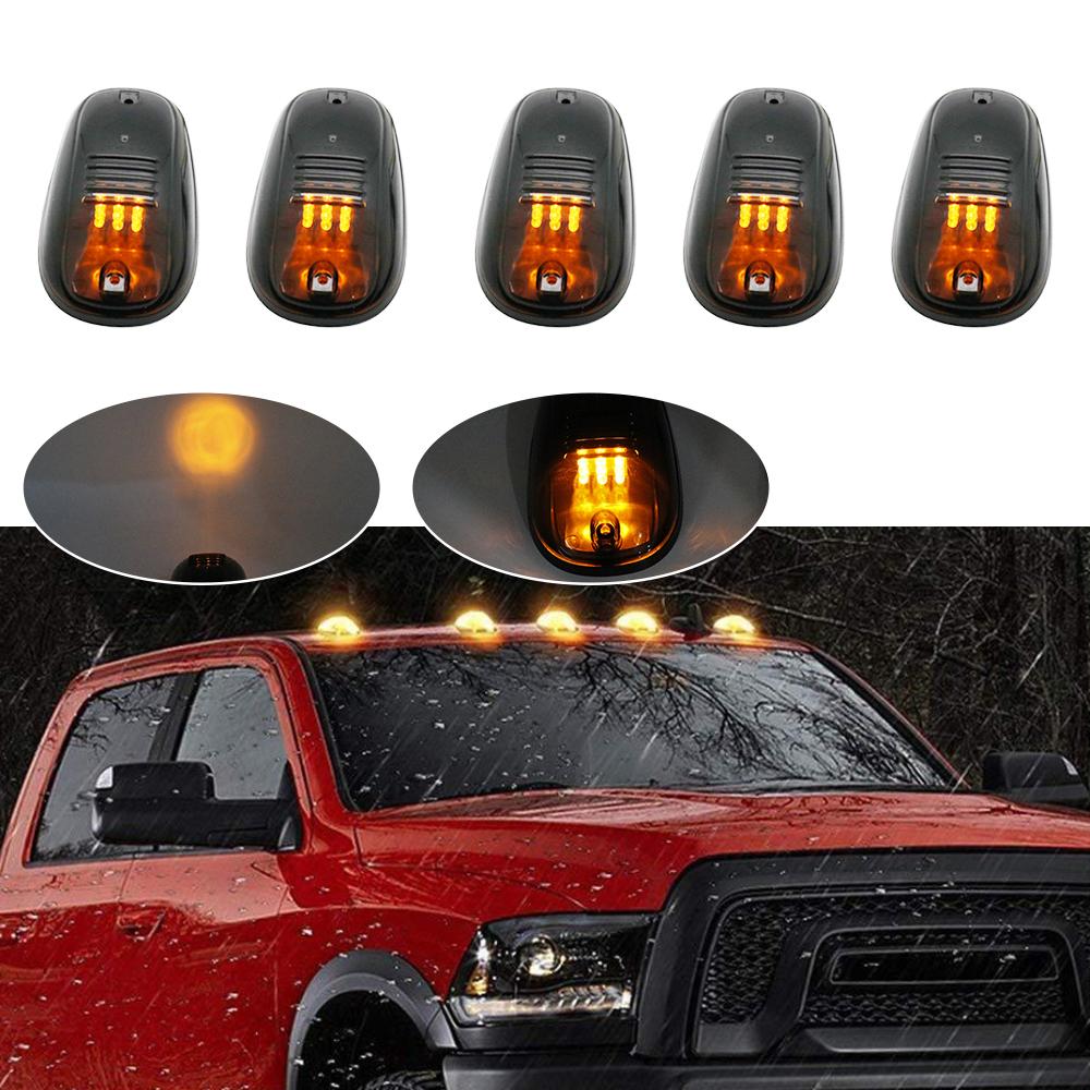 

5pcs Amber White LED Cab Roof Top Marker Running Lights For Truck SUV 4x4 Dodge RAM F150 / F250 / F350 Signal Lamp Head Light янтарь