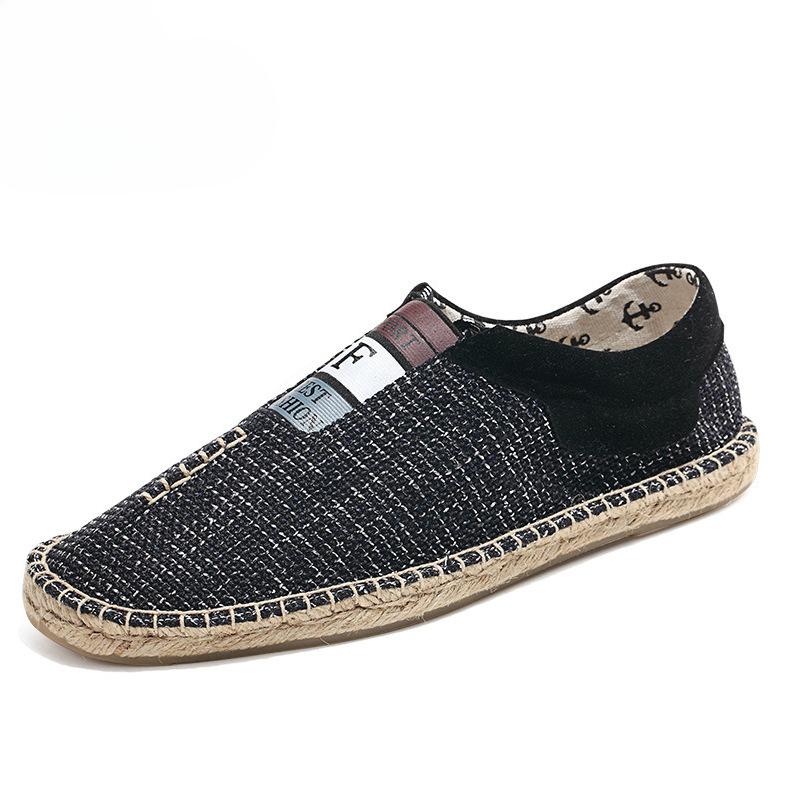 Linen Canvas Shoes Flat-Soled Single Shoes Straw Men'S Shoes Casual Hemp Sole Shoes, One-Pedal Lazy Men'S Shoes Wholesale