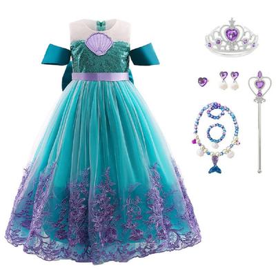 CREDIBLE Princess Cosplay Luxury Mermaid Costume Set Heart Magic Mermaid Original NT5490A Dress, Kids' Costume, 8-Piece (Princess Dress, Tiara, Wand,