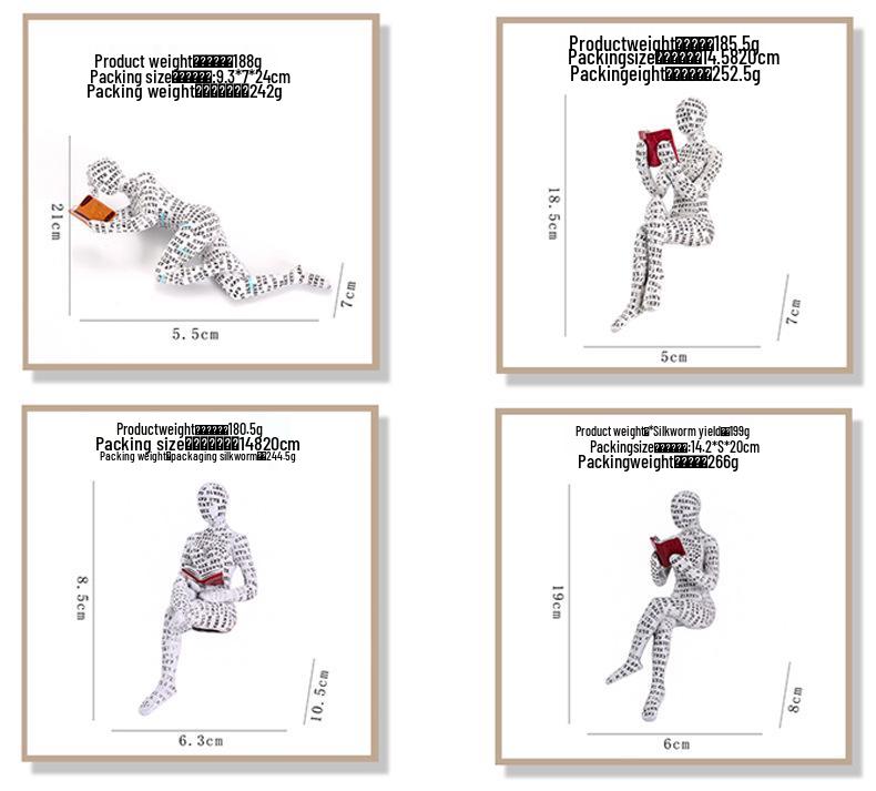 Reading Woman Resin Figurine - Creative Bookshelf and Home Study Decoration Ornament