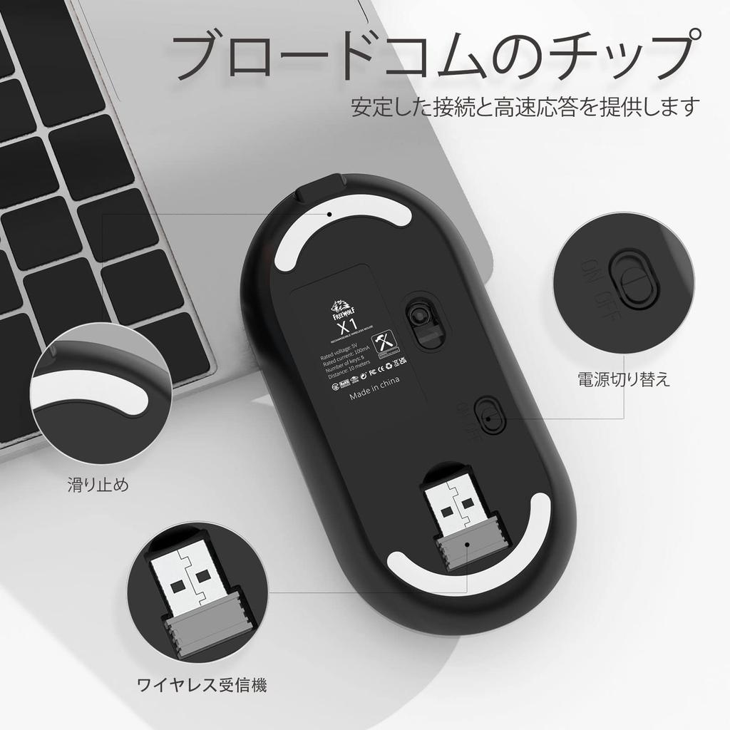 MAMBASNAKE X1 Wireless Mouse, 2.4GHz [Ultra-Slim Model with High Precision and Sensitivity], Quiet Click, Type-C Rechargeable, Power Indicator