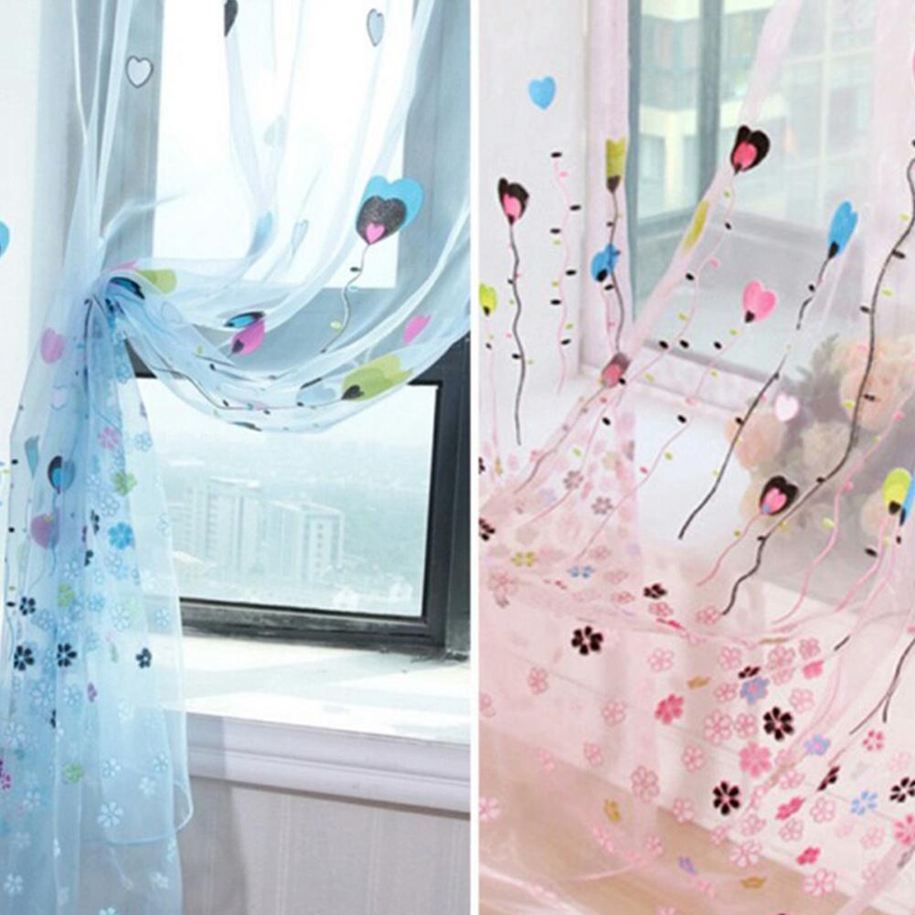 1PC Flying Balloon Tulle Curtain Window Screening Gauze Drape Balcony Voile for Home Hotel Decoration Unwashable Rod Pocket Version