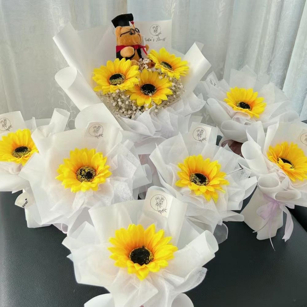 Artificial Flower Sunflower Spring Home Room Garden Decora Stamen Wedding Festival Fake Gerbera Living Room Table Stage Diy Gift